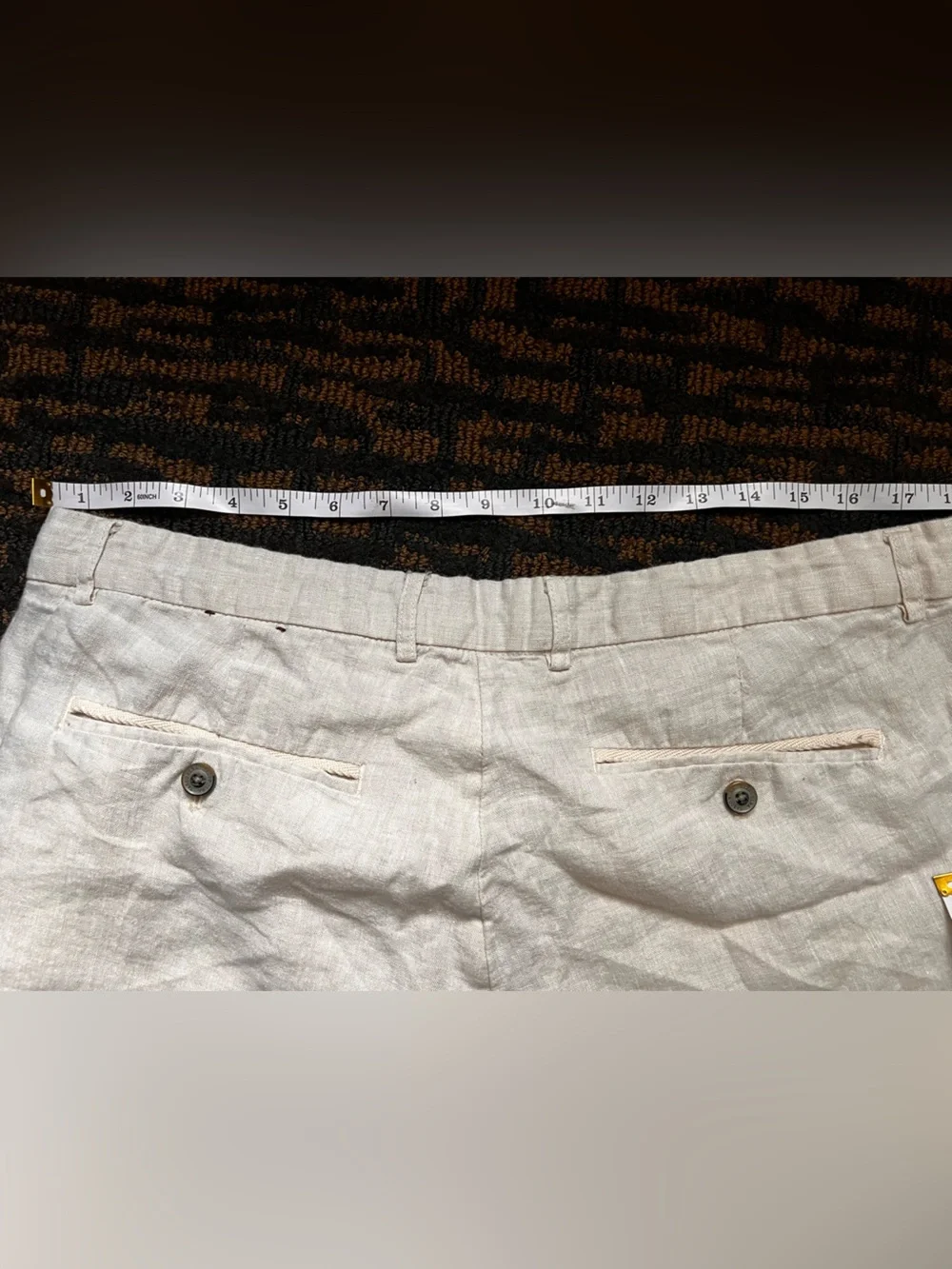 Tasso Elba 100% Linen Men's Cream Pants Flat Front Tapered Leg Resortwear Summer